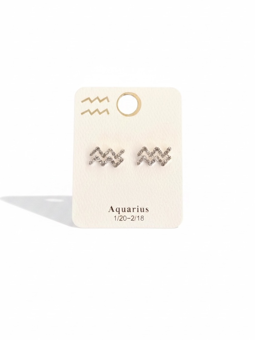 Aquarius Astrological Zodiac Sign Rhinestone Silver Earrings Jan 20 - Feb 18